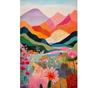 Abstract Tropical Landscape Poster Mountain River Plant Tree Beautiful Scenery Canvas Painting Wall Art Room Home Decor 60x90cm No Frame