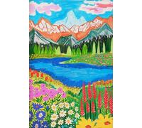Abstract Tropical Landscape Poster Mountain River Plant Tree Beautiful Scenery Canvas Painting Wall Art Room Home Decor 60x90cm No Frame