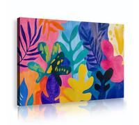 Abstract Tropical Leaves Canvas Wall Art Colorful Cartoon Botanical Canvas Pictures Prints for Living Bedroom Office Decor 60x90cm Innerframe