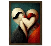 Doppelganger33 LTD Abstract True Love Modern Teal Coral Black Artwork Framed Wall Art Print A4