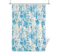 Abstract Turquoise Floral Shower Curtain for Bathroom, Watercolor Plants Flowers Leaf Waterproof Cloth Fabric Bathroom Accessories Set with 12 Rust Proof Plastic Hooks, 48” x 72”