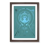 Abstract Twilight Shapes Framed Print | A2 Walnut Framed Wall Art | Ready to Hang | Abstract Fantasy Picture | Living Room Bedroom Lounge Office