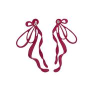 Abstract Twisted Ribbon Bow Drop Stud Earrings for Women, Dainty Bright Tone Open Line Dangle Earrings with Tiny Crystal for Date Party Wedding