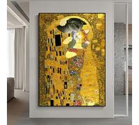 Abstract Two Cats Lovers Kissing Creativity The Kiss By Gustav Klimt Art Canvas Painting Poster Wall Art Pictures Room Home Decor 40 x 60 cm No Frame