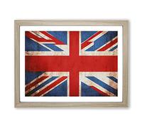 Abstract Union Jack Flag Vol.5 Framed Print | A4 Oak Framed Wall Art | Ready to Hang | Abstract Flag Picture | Living Room Bedroom Lounge Office