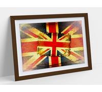 abstract union jacks 1 Stunning Framed Wall Art Print Picture - A2 - Walnut Frame