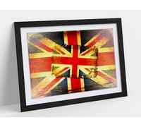 abstract union jacks 1 Stunning Framed Wall Art Print Picture - A4 - Black Frame