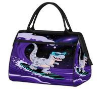 Abstract Universe Funny Dinosaur Travel Sports Bag for Women Men, Large Capacity Weekender Duffel Bag Waterproof Carry On Overnight Bag for Gym Travel Outdoor Activities