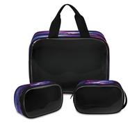Abstract Universe Galaxy Makeup Bag for Women Men, Translucent Cosmetic Bag Wash Pouch Shower Bag 3 Pcs Travel Toiletry Toiletries Cosmetic Organizer