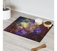 Abstract Universe Space Pet Feeding Mat for Cat Dog Water Bowl Food Mats Space Stars Pet Feeding Mats Absorbent Nti-Slip Contain Spills Protects Floors Placemat 40.6 x 60.9 cm