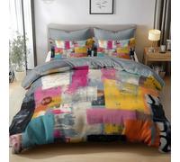 Abstract Urban Landscape Blurry 3D Printed Duvet Cover Set Single Reversible Bedding Set Soft Microfiber Quilt Cover with Zipper Closure and Corner Ties 3 Piece, Color