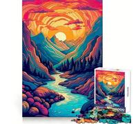 Abstract Valley Mountain Teenagers 1000 Piece Jigsaw Puzzle Serene Game Tight Connection Pattern Build Birthday Art Gift (38x26cm)