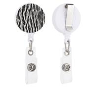 Abstract Vertical Wavy Black Stripes on White Retractable Badge Holder Reel Clip ID Card Holder for Doctor Nurse Student Office Worker