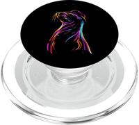 Abstract Vibrant Feline Head Colorful Line Art PopSockets PopGrip for MagSafe