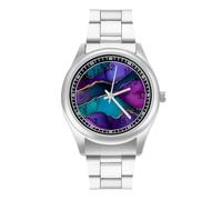 Abstract Vibrant Rainbow Ombre Watch for Men Metal Band Watches Business Gift Three-Hand Wrist Watch for Boyfriend Father
