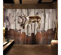 Abstract Vintage Art Wooden Animal Deer 3D Wallpaper Easy Install Feature Office Living Room Sofa Bedroom TV Background Wall Decoration-400cm×280cm