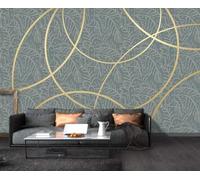 Abstract Vintage Botanical Gold Lines 3D Wallpaper Easy Install Feature Office Living Room Sofa Bedroom TV Background Wall Decoration-300cm×210cm