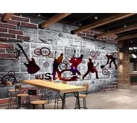 Abstract Vintage Brick Wall Music Guitar 3D Wallpaper Easy Install Feature Office Living Room Sofa Bedroom TV Background Wall Decoration-150cm×105cm