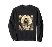 Abstract Vintage Floral Honey Bee Dark Cottagecore Botanical Sweatshirt