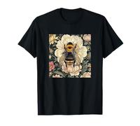 Abstract Vintage Floral Honey Bee Dark Cottagecore Botanical T-Shirt