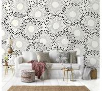Abstract Vintage Geometric Black and White Graffiti Art 3D Wallpaper Luxury Silk Study Dining Feature Sofa Grey Bedroom Living Room Tv Decorative Wall-300cm×210cm