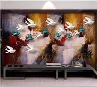 Abstract Vintage Multicoloured Graffiti Flying Birds 3D Wallpaper Premium Textured Silk Study Dining Living Room Bedroom Sofa TV Wall Easy Install-150cm×105cm