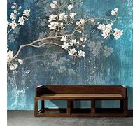 Abstract Vintage Tree Branch Flower Art 3D Wallpaper Premium Textured Silk Study Dining Living Room Bedroom Sofa TV Wall Easy Install-430cm×300cm