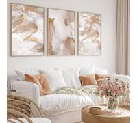 Abstract Wall Art Canvas Beige Neutral Prints Beige and White Painting Abstract White and Gold Wall Art for Living Room Decor Abstract Neutral Poster Prints for Bedroom Wall Decor 16x24inchx3 No Frame
