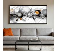 Abstract Wall Art for Living Room Black White Orange Picture 40x20 Inches