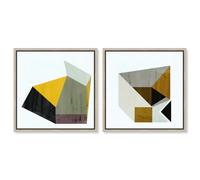 Abstract Wall Art Framed Canvas Print Modern Abstract Art Set by Art Remedy, Natural Oak Frame, 24 x 24