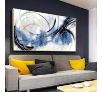 Abstract Wall Art Large Canvas Prints Modern Living Room Bedroom Home Office Wall Decor Framed Artwork Colorful Circle Abstract Picture Big Wall Art 55x110cm/22x43inch Ready to Hang