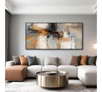 Abstract Wall Art - Large Canvas Wall Art for Living Room, Bedroom, Office - Framed Modern Wall Decor in Gray and Yellow - Artwork Paintings & Pictures