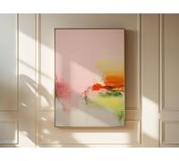 abstract Wall art painting, large canvas giclee print, modern pink & green abstract art Living Room Office Decor 50x75cm framework