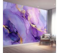 Abstract Wall Mural Wallpaper Purple Lines Marble Texture Photo Wallpaper 3D Effect, 200 x 140 cm Non-Woven Wall Mural Home Bedroom Living Room Tv Background Poster Decoration