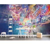 Abstract Warm Beautiful Art Graffiti Colourful 3D Wallpaper Silky Texture Home Study Office Grey Dining Room Sofa Bedroom Living Room TV Backdrop-150cm×105cm
