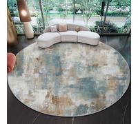Abstract Washable Round Area Rug 180cm, Grey Soft Fluffy Circle Carpet, Vintage Distressed Texture Printed Short Pile Non Slip Floor Rugs for Entryway Living Room Bedroom