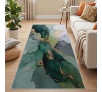 Abstract Washable Rugs Living Room 60 x 120 cm - Soft Short Pile Olive Green Area Rugs for Bedroom Dining, Gold Leaf Geometric Tie Dye Stripes Non Slip Carpet for Entryway Kitchen Entrance Decor