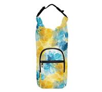 Abstract Watercolor Flower Lemon Yellow Light Blue Water Bottle Holder Multi Size Water Bottle Carrying Case Water Bottle Holder Bag,Fits 20 oz, 24 oz, 32 oz,40 oz Bottles