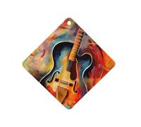 Abstract Watercolor Guitar Car Air Freshener Hanging, Long Lasting Scented Car Aromatherapy Tablets, Rhombus Fragrance Scented Cards for Vehicles, Bedroom, Wardrobe Black-style