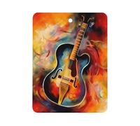 Abstract Watercolor Guitar Car Air Freshener Hanging, Long Lasting Scented Car Aromatherapy Tablets, Square Fragrance Scented Cards for Vehicles, Bedroom, Wardrobe Black-style