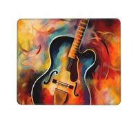 Abstract Watercolor Guitar Mouse Pad with Stitched Edge, Comfortable Mouse Pads with Non-Slip Rubber Base Gaming Mouse Mat Washable Mousepads Computers Laptop Desk Accessories for Office 10 x 12 inch