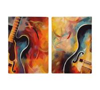 Abstract Watercolor Guitar Passport Holder, ID Card Protector Case Passport Holder with Slot Passports Travel Wallet Document Cover for Women And Men