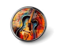 Abstract Watercolor Guitar Round Badge Cute Brooch Hats Jackets Decor Personalized Lapel Pin Clothing Jewelry Accessories for Wedding Party Gift