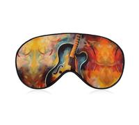 Abstract Watercolor Guitar Sleep Mask for Women Men Side Sleeper Eye Cover with Adjustable Strap Soft Breathable Blackout Mask Slip-Free Deep Sleeping Travel Essentials