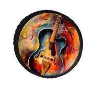 Abstract Watercolor Guitar Spare Tire Cover PVC Leather Spare Wheel Cover Dustproof Waterproof Jeep Tire Cover for 28inch Camper, RV Trailer, Truck, SUV Fit Diameter 28-34 Inch