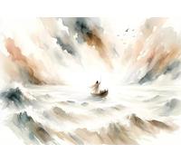 Abstract Watercolor Jesus With Children Calms The Storm Bible Christian Canvas Painting Poster Prints Wall Art Home Decor A17 30X40Cm Unframed