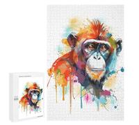 Abstract Watercolor Monkey: Creative Indoor Hobby, 1000 PCS Displayable Picture Puzzle, for Relaxing Solo Or Group Play