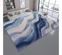 Abstract Watercolor Waves Area Rug 100x150 cmSoft Washable NonSlip Short Pile Carpet for Living Room Bedroom Dining RoomGreyBlue Design