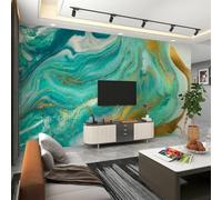 Abstract Watercolour Gold Green Geometric Lines 3D Wallpaper Easy Install Feature Office Living Room Sofa Bedroom TV Background Wall Decoration-150cm×105cm