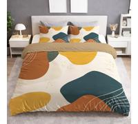 Abstract Wave Colour Block Pattern Single Duvet Cover Set for Kids Teens Adults, Bohemian Theme Soft Microfiber Bedding Set, Wrinkle Resistant Easy care Quilt Cover